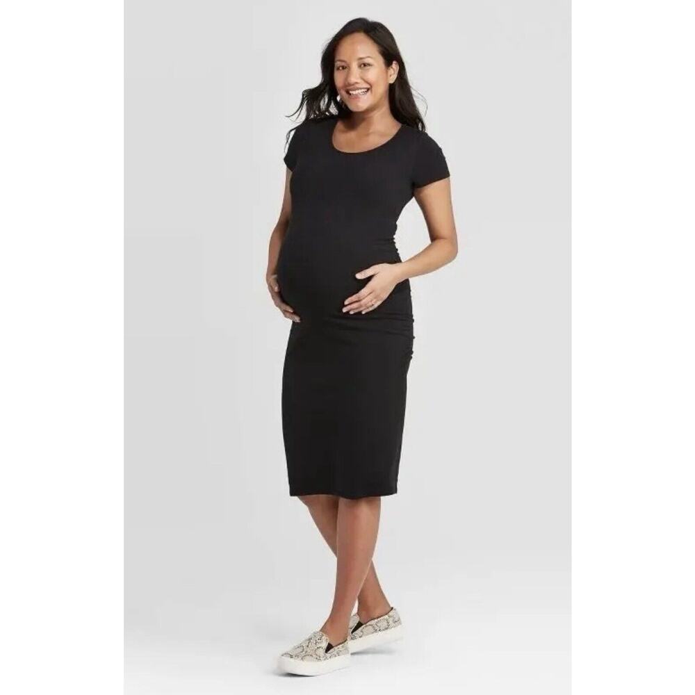 Isabel Maternity Women's T-Shirt Black Short Sleeve Dress Size‎ XS NWT